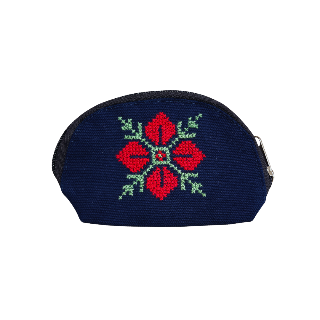Poppy Hand-Embroidered Coin Pouch (medium)