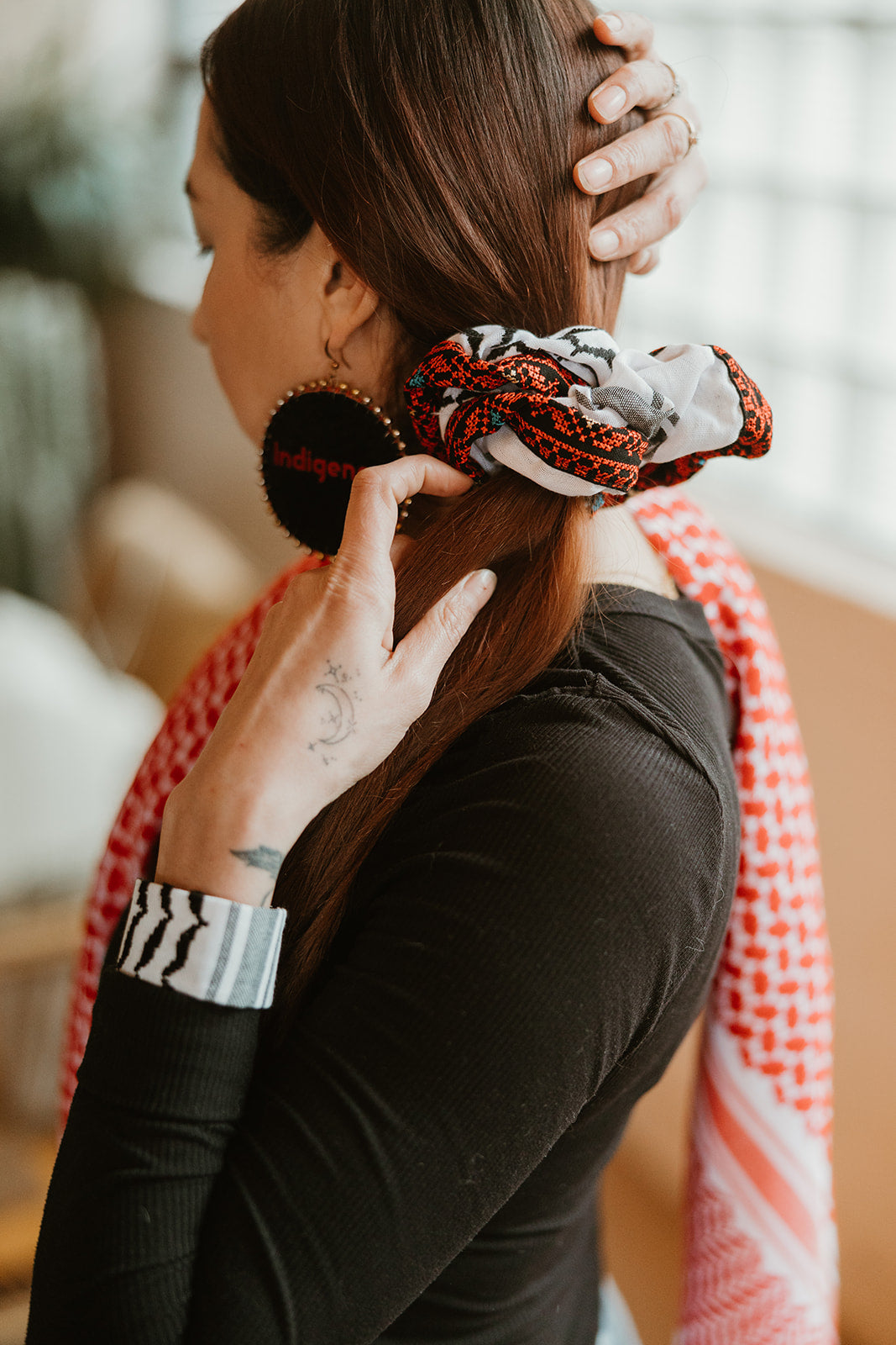 Embroidered Kuffiyeh Scrunchies - Handmade