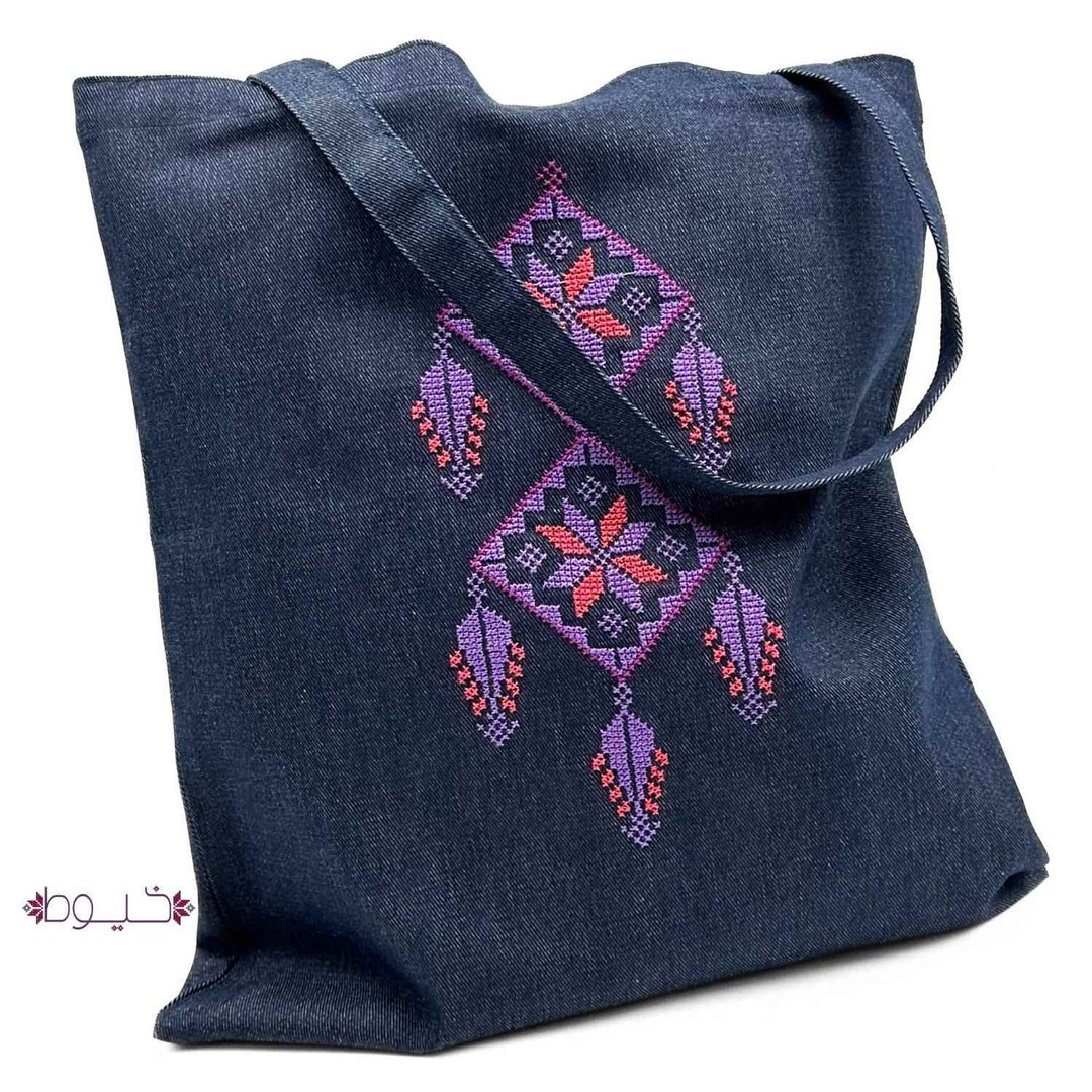 Hand Embroidered Tote Bag (Medium) w/ Zipper