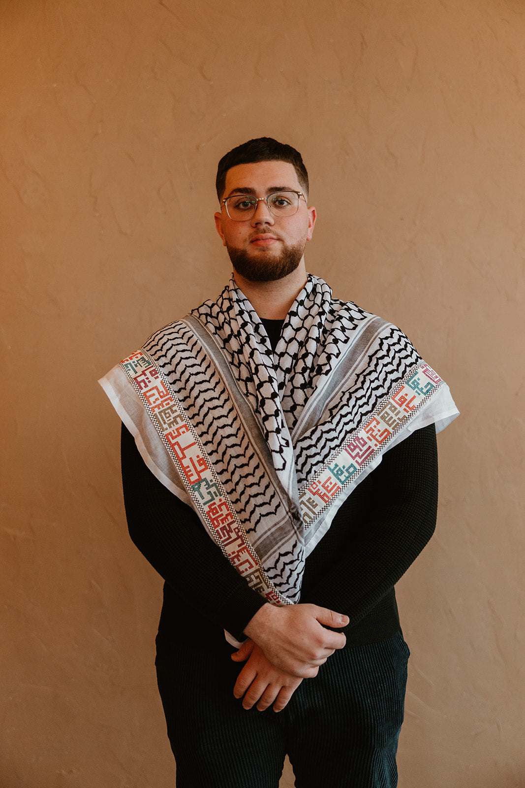 City Names Embroidered Kuffiyeh - Black and White