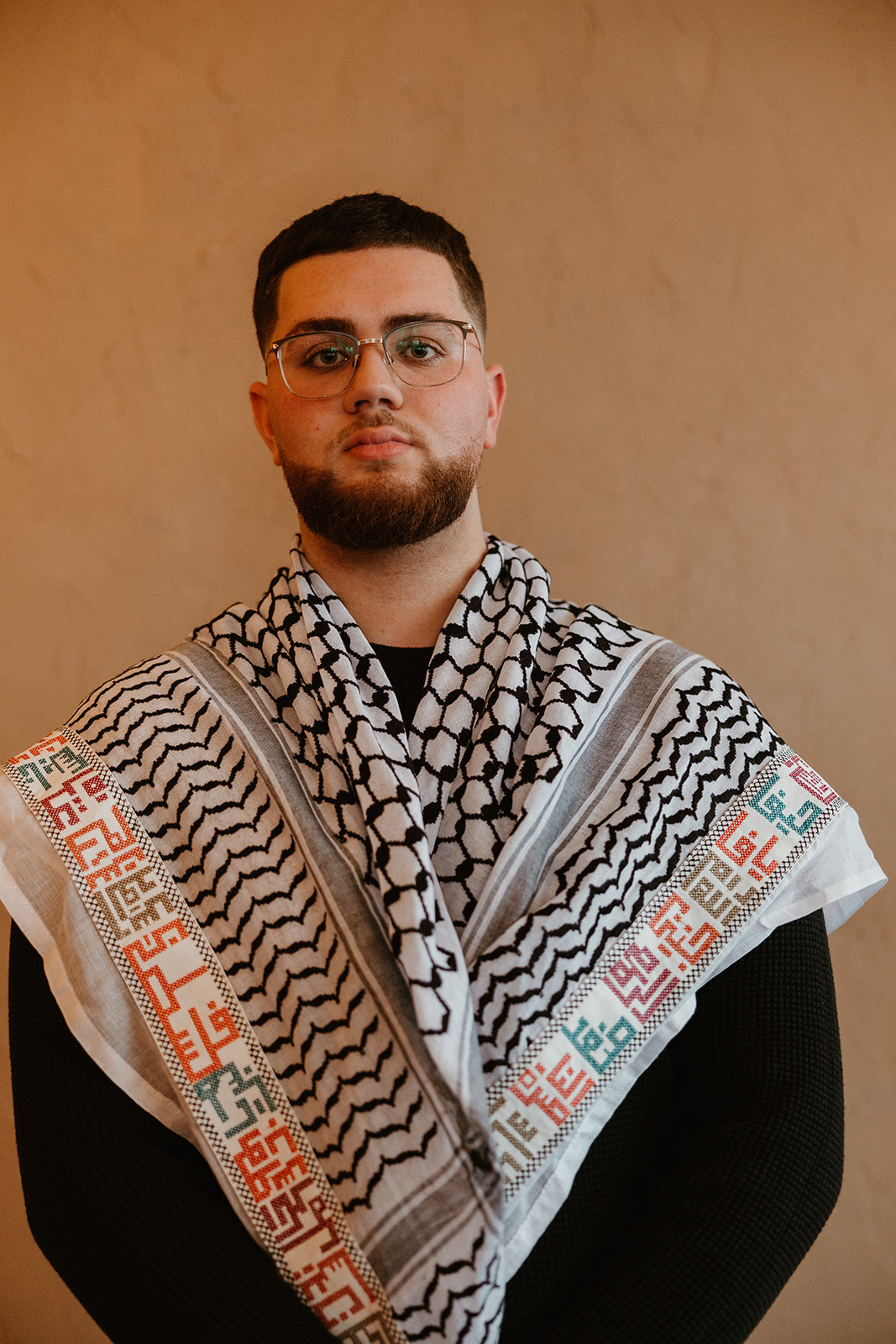 City Names Embroidered Kuffiyeh - Black and White