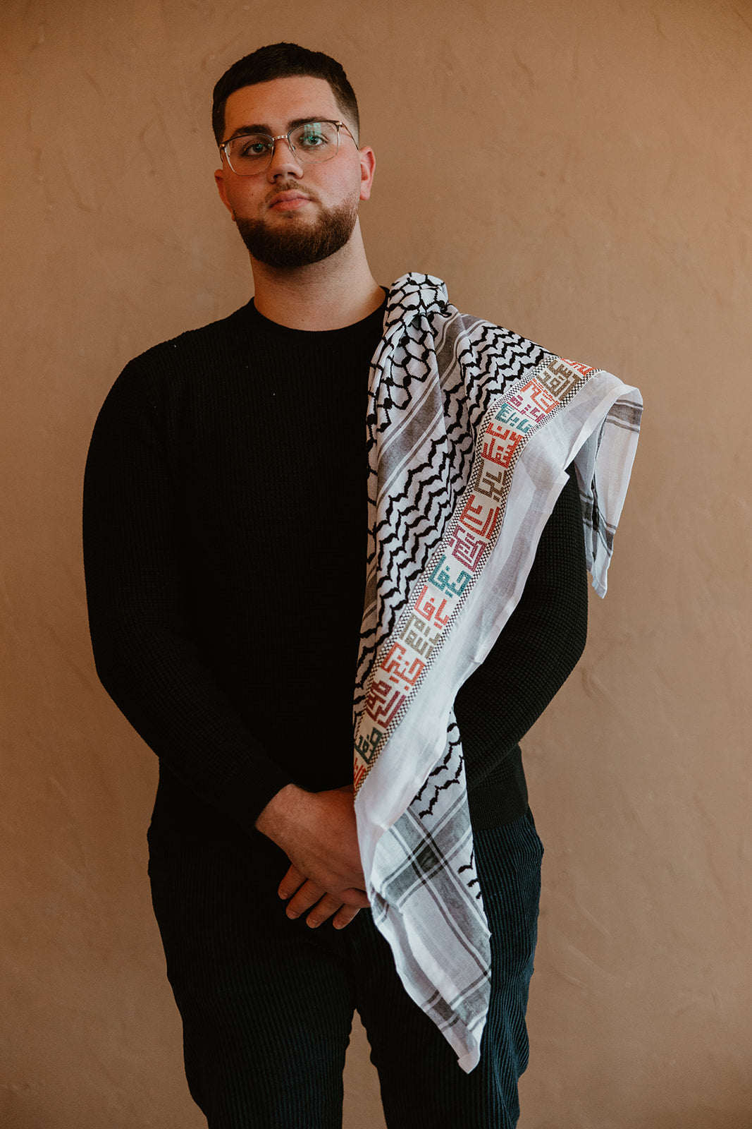 City Names Embroidered Kuffiyeh - Black and White