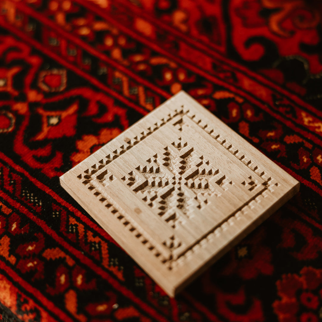 Hand-Carved Oak Wood Coasters (Set of 3)