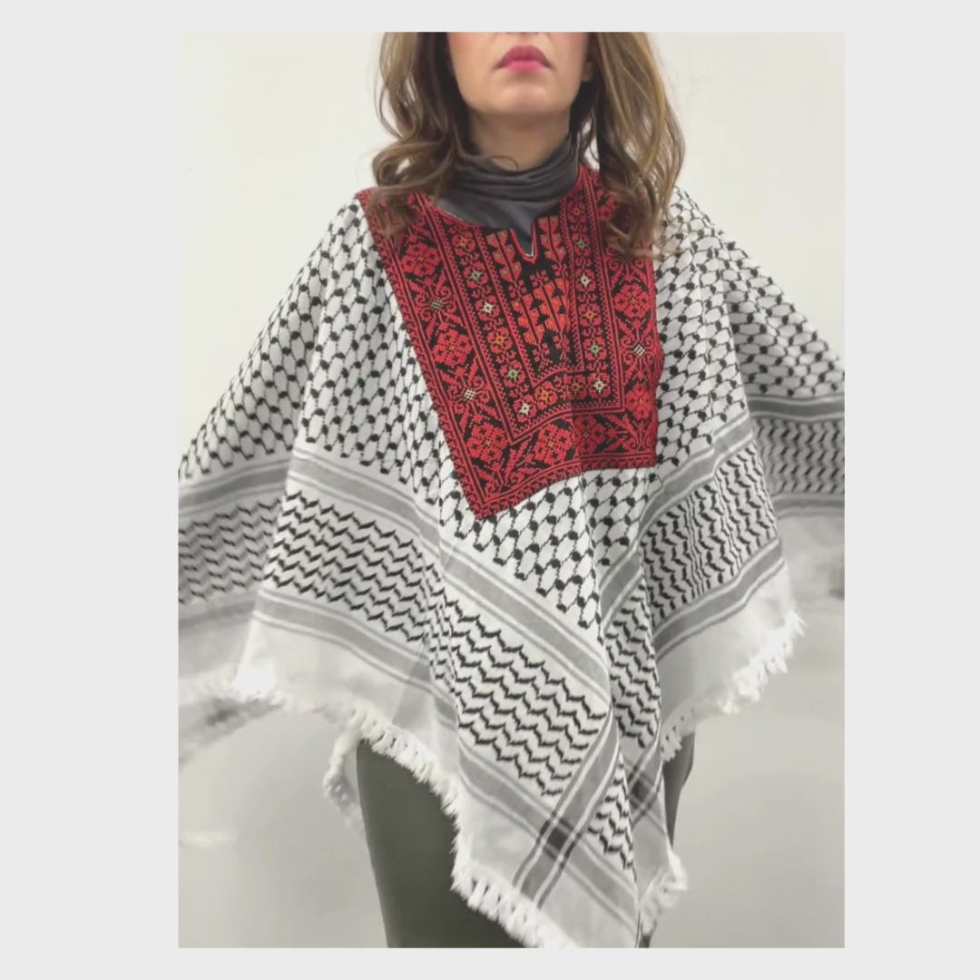 Kuffiyah with Embroidery Poncho