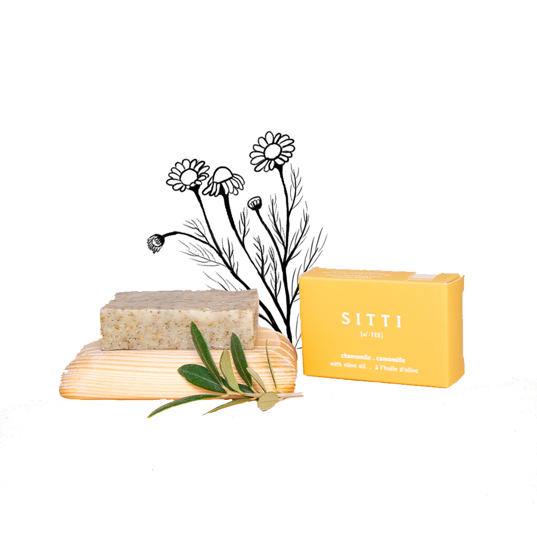 Chamomile Olive Oil Soap + Wooden Dish Set