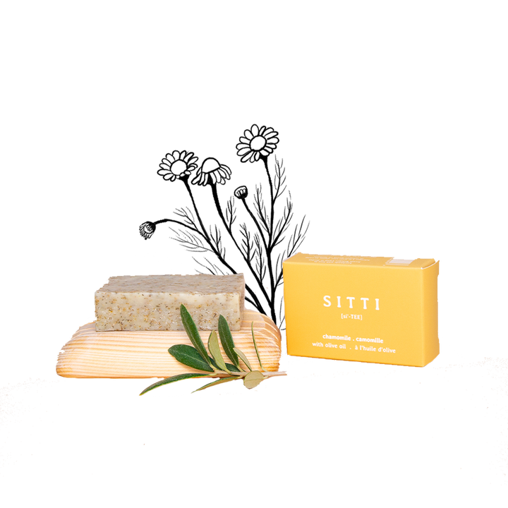 Chamomile Olive Oil Soap + Wooden Dish Set