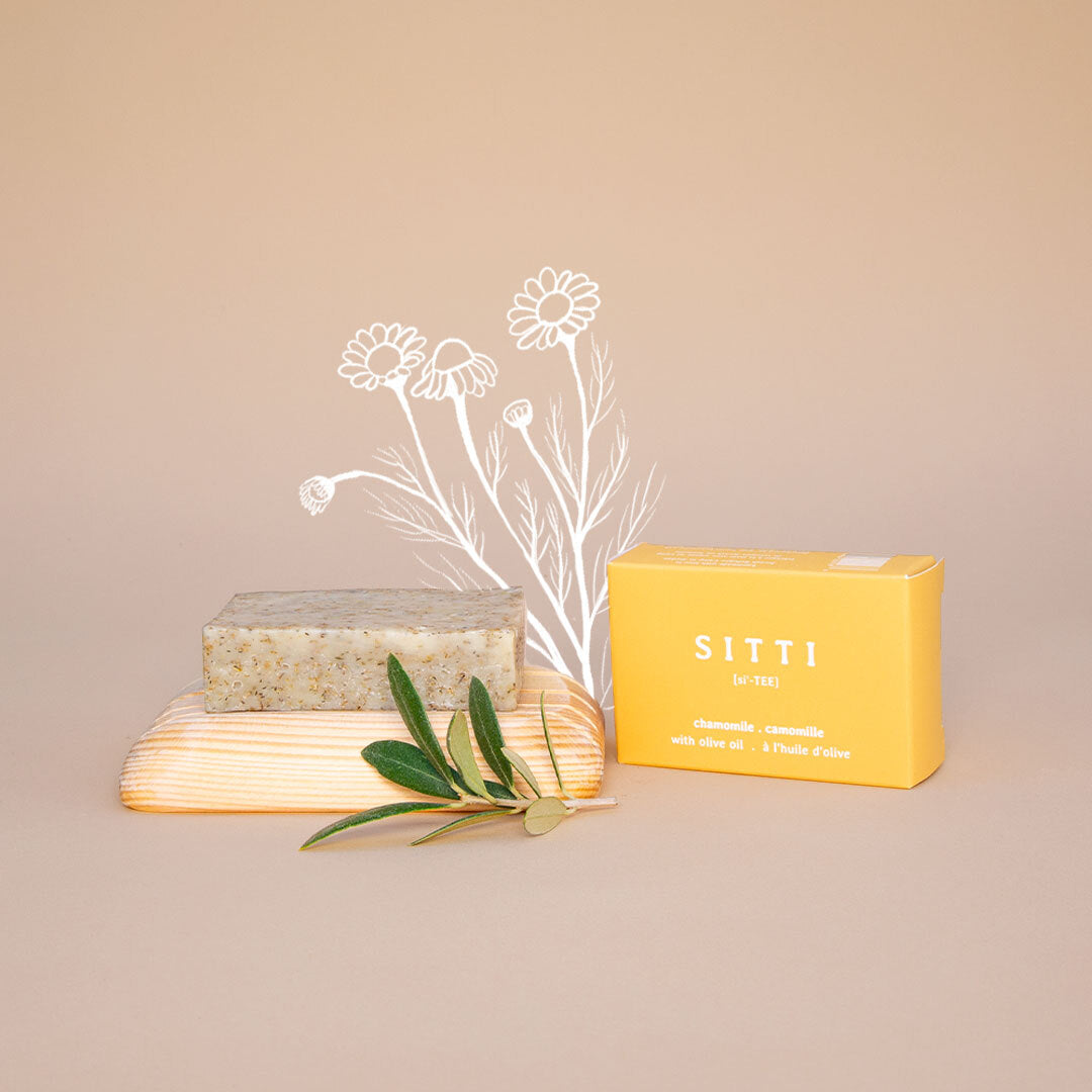 Chamomile Olive Oil Soap + Wooden Dish Set