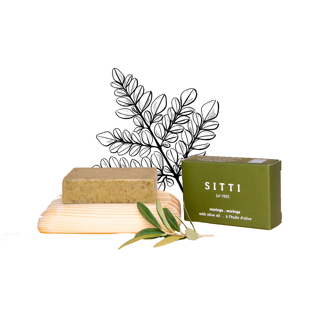 Moringa Olive Oil Soap + Wooden Dish Set