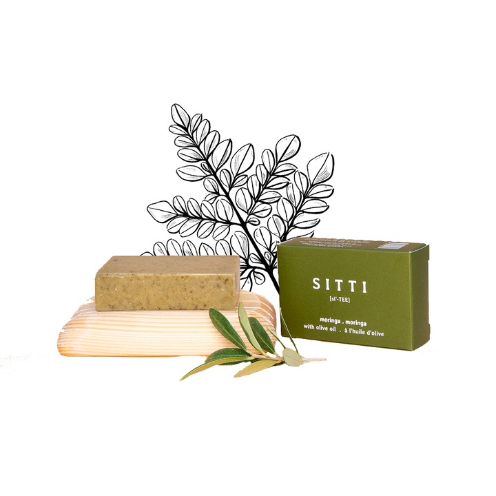 Moringa Olive Oil Soap + Wooden Dish Set