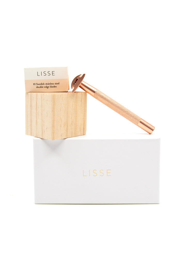 Lisse Shave - Rose gold refillable Stainless Steel Shaver + 10-blades