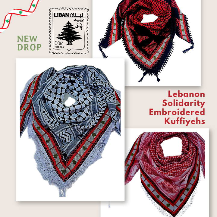 NEW DROP: Lebanon Flag Embroidered Kuffiyeh - Solidarity (3 Colors)