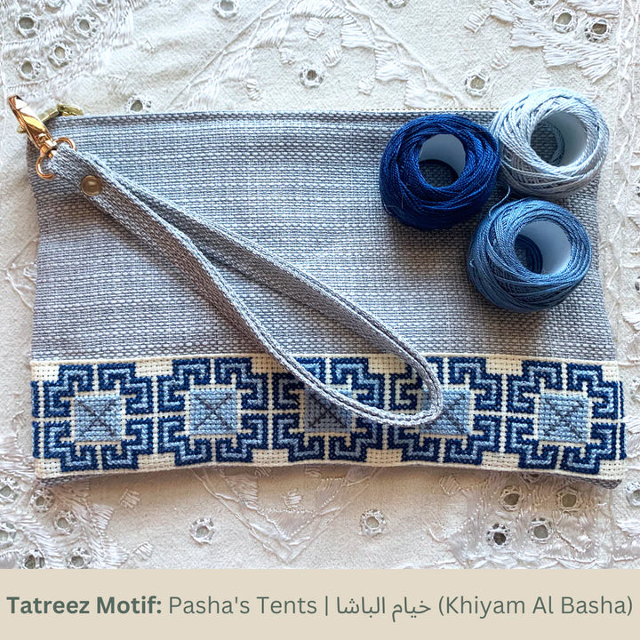 Safa Tatreez Pouch - Blue (Hand-Embroidered in Palestine)