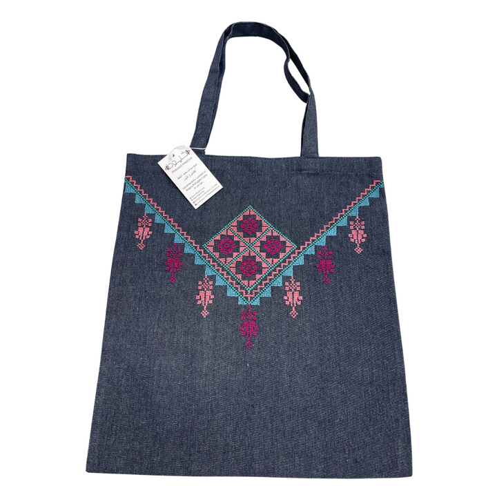 Hand Embroidered Dome & Flower Tote Bag