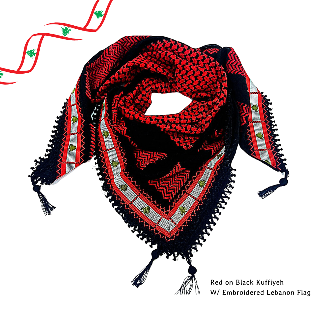 NEW DROP: Lebanon Flag Embroidered Kuffiyeh - Solidarity (3 Colors)