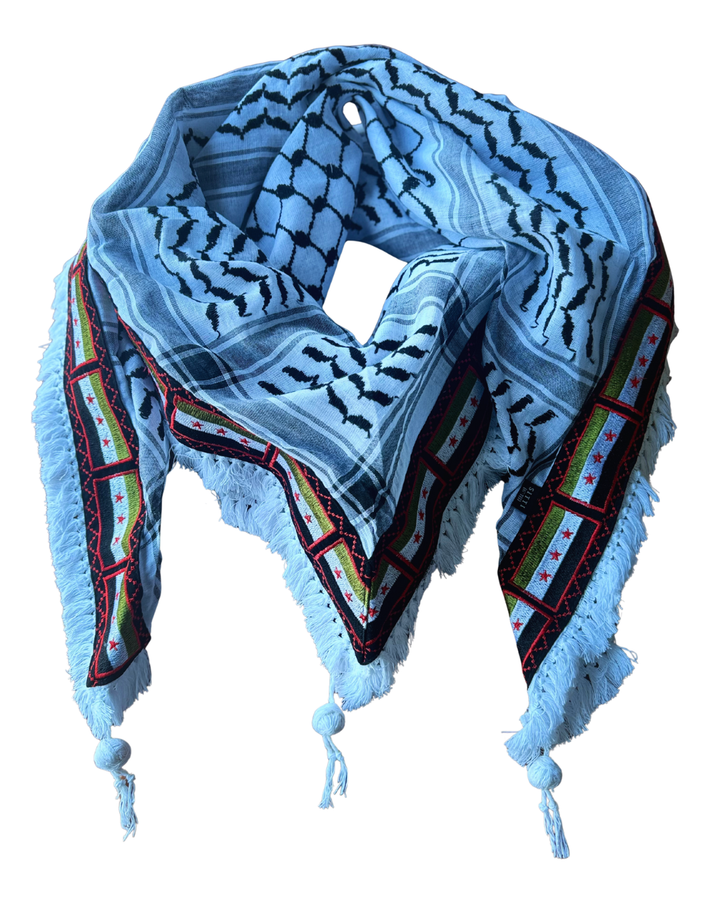 Syrian Embroidered Kuffiyeh - Black and White