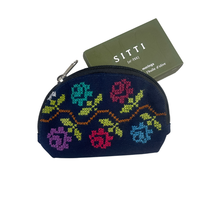 Multicolored Roses Hand-Embroidered Coin Pouch (medium) (Copy)