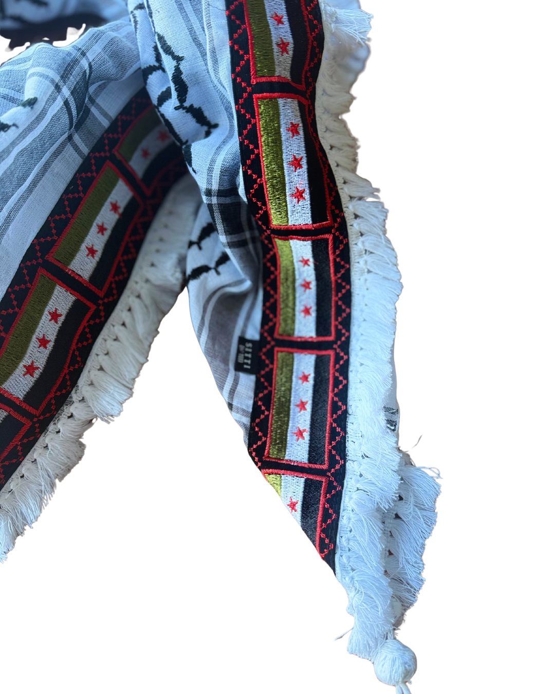 Syrian Embroidered Kuffiyeh - Black and White