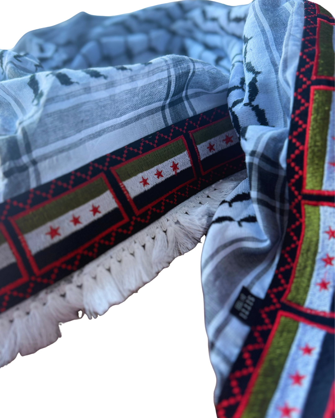 Syrian Embroidered Kuffiyeh - Black and White