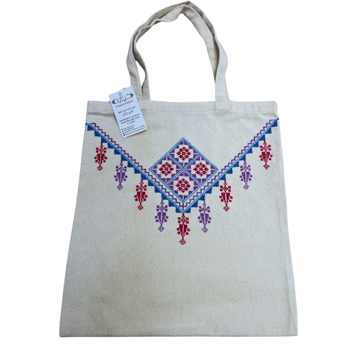 Hand Embroidered Dome & Flower Tote Bag