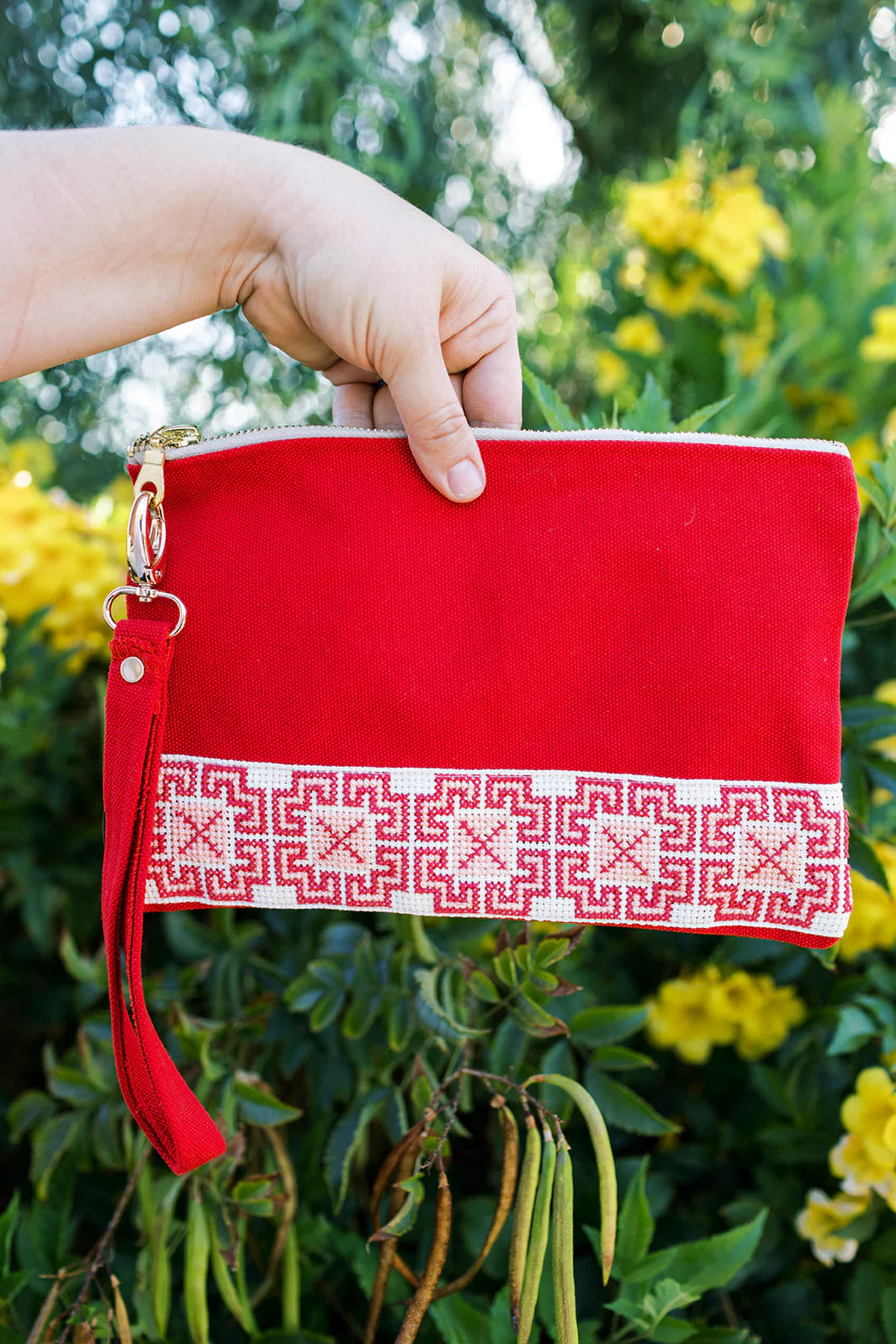 Safa Tatreez Pouch - Red (Hand-Embroidered in Palestine)