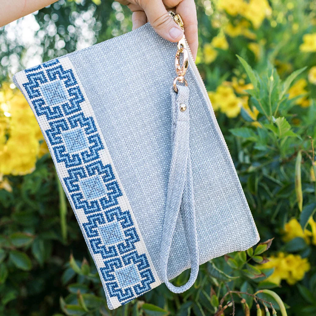 Safa Tatreez Pouch - Blue (Hand-Embroidered in Palestine)