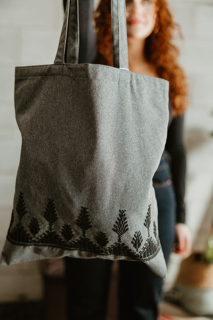 Hand Embroidered Olive Tree Tote Bag