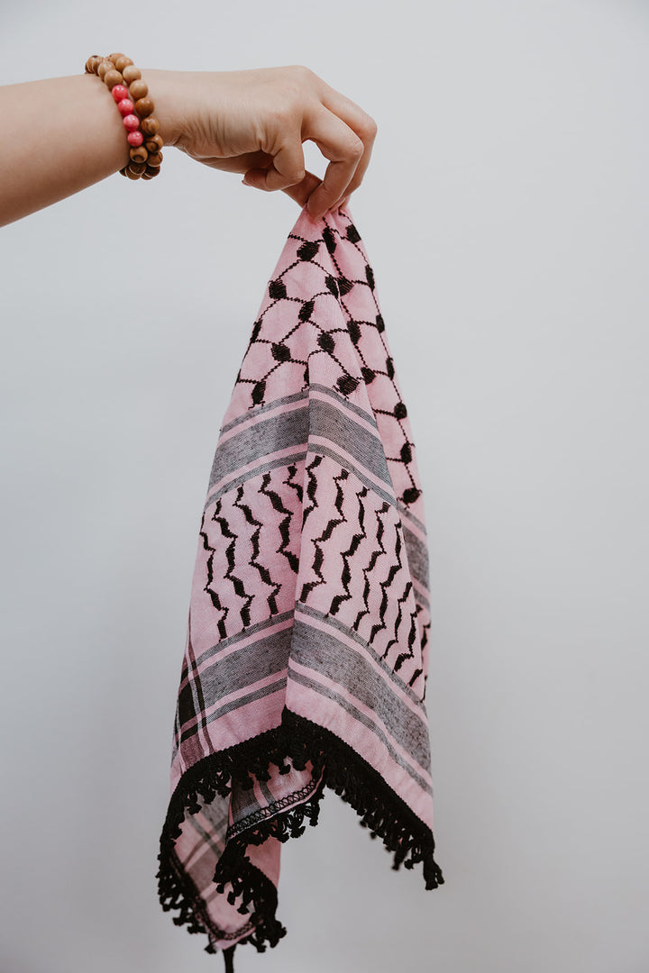 Pink and Black Kuffiyeh Square Bandana