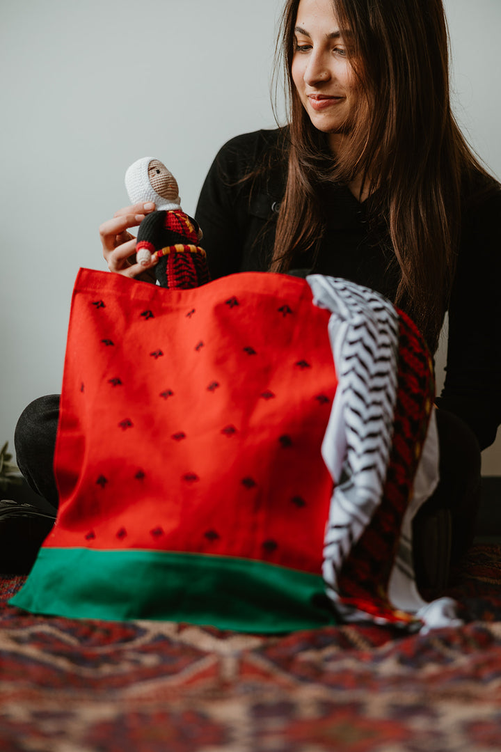 Hand Embroidered Watermelon Tote Bag