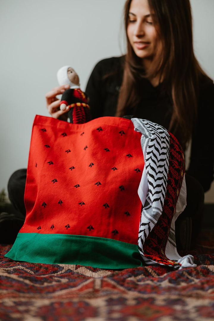 Hand Embroidered Watermelon Tote Bag