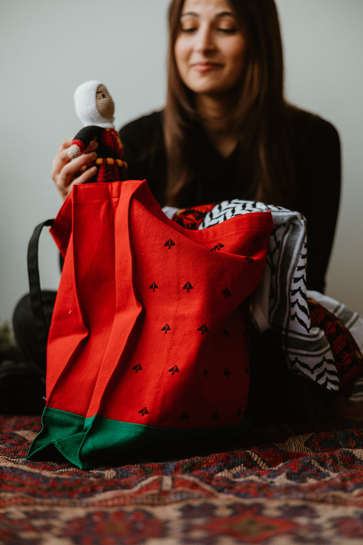 Hand Embroidered Watermelon Tote Bag