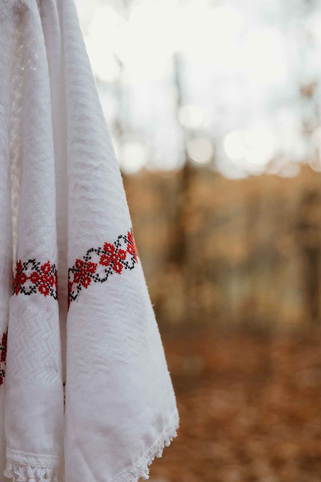 White on White - Hand Embroidered Poppy Kuffiyeh