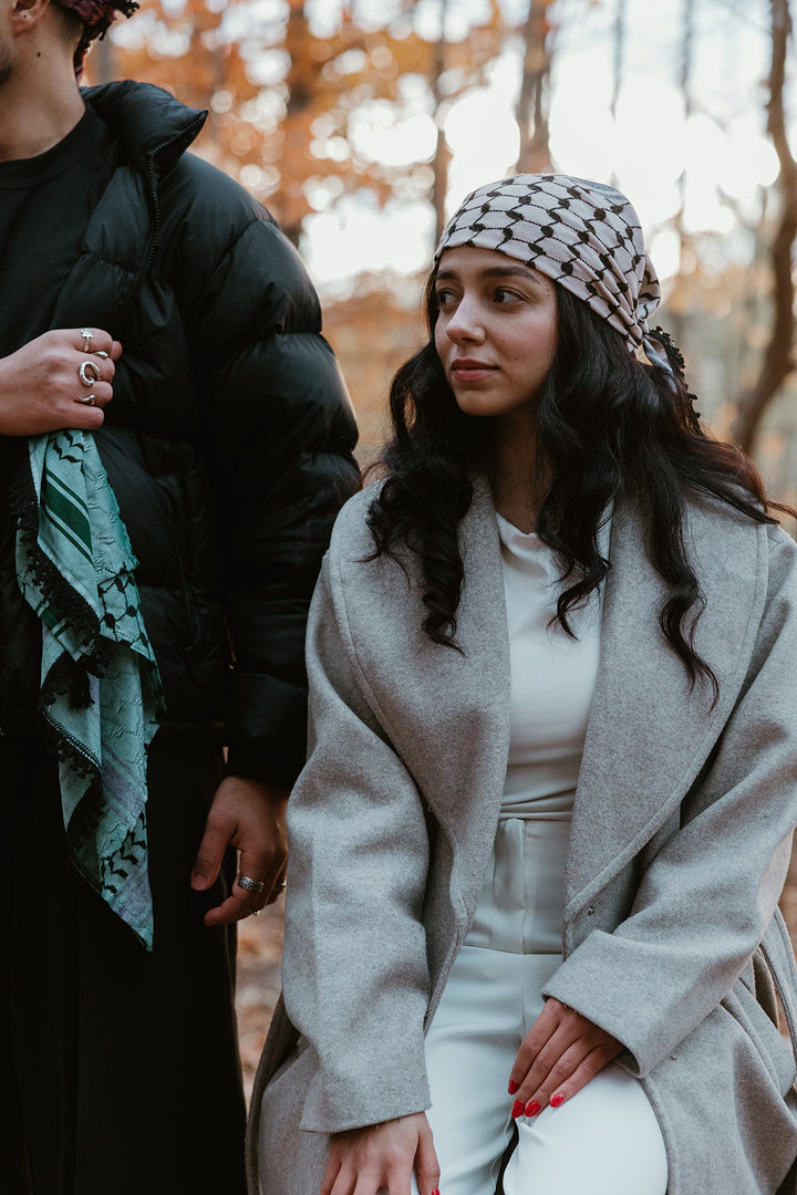 Cream and Black Kuffiyeh Square Bandana - PRE-ORDER