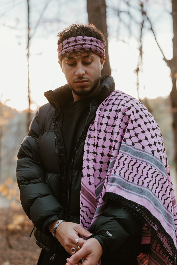 Pink and Black Kuffiyeh Square Bandana