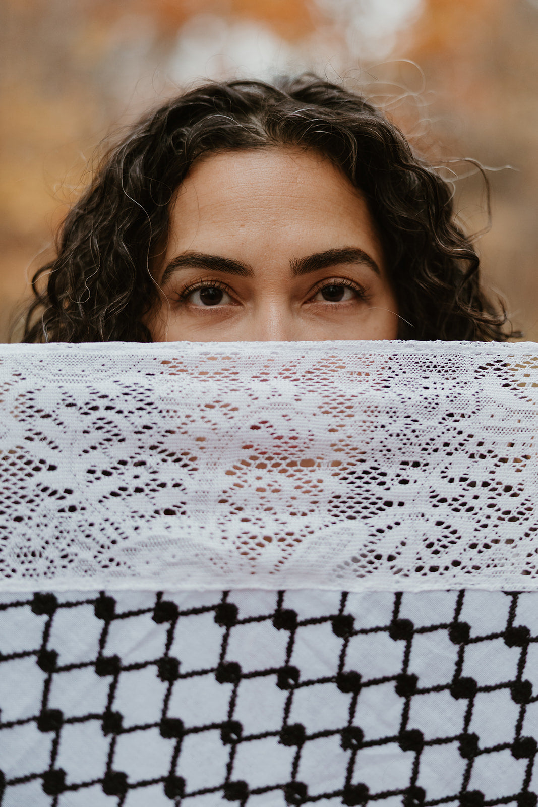 Lace Black and White Kuffiyeh - Wedding Edition