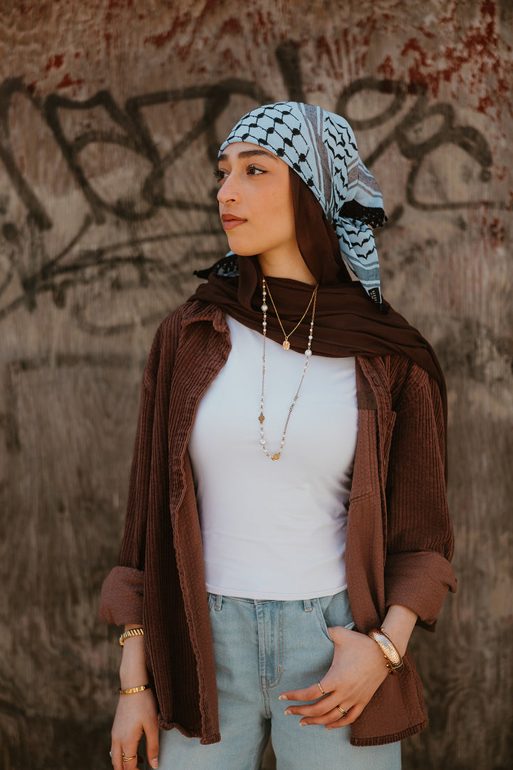 Blue and Black Kuffiyeh Square Bandana