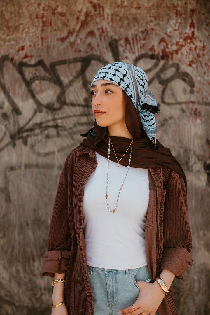 Blue and Black Kuffiyeh Square Bandana