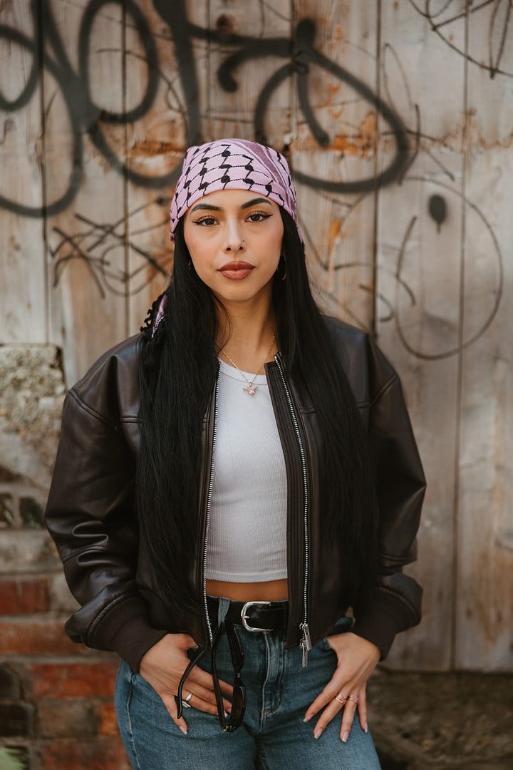 Pink and Black Kuffiyeh Square Bandana