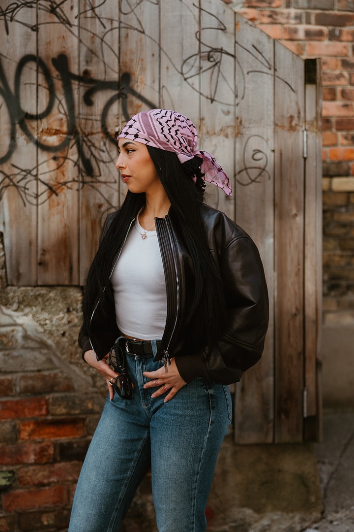 Pink and Black Kuffiyeh Square Bandana