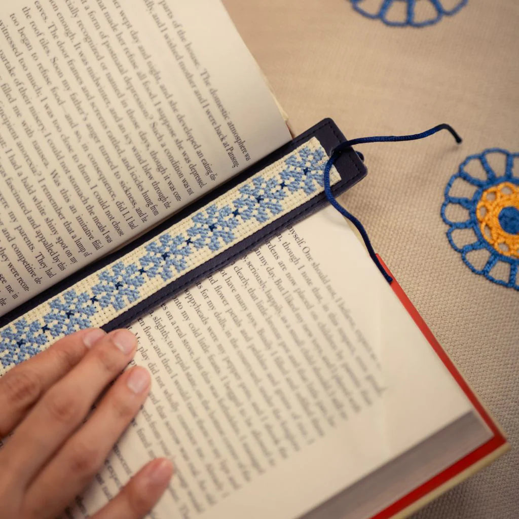 Tatreez Hand-Embroidered Bookmark Light Blue