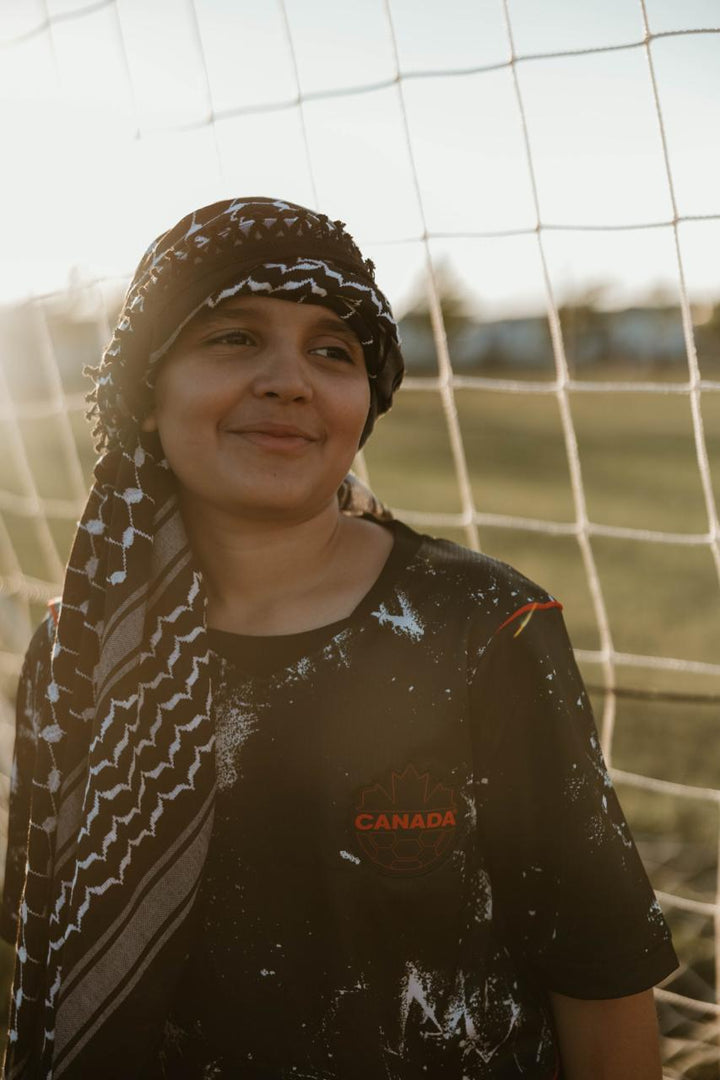 White on Black Kuffiyeh Scarf