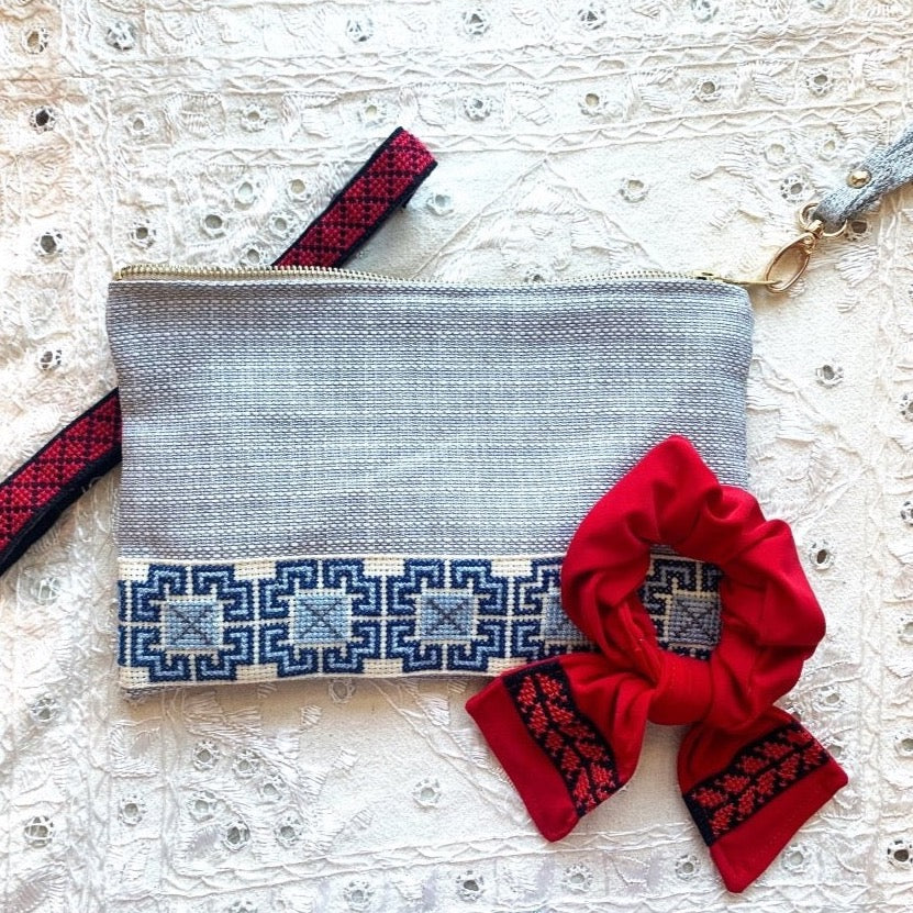 Safa Tatreez Pouch - Blue (Hand-Embroidered in Palestine)