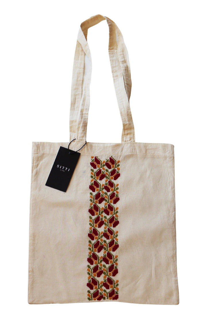Sitti x Deerah Hand-Embroidered Tote Bag with Olive Motif - Sitti Social Enterprise Limited.