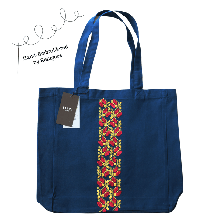 Sitti x Deerah Hand-Embroidered Tote Bag with Olive Motif - Sitti Social Enterprise Limited.