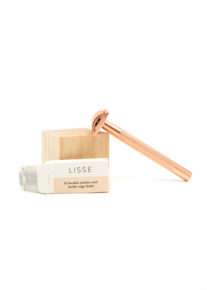 Lisse Shave - Rose gold refillable Stainless Steel Shaver + 10-blades